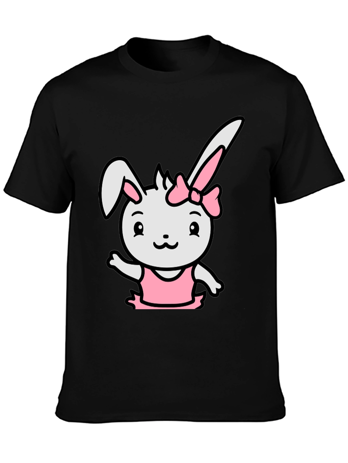 Cute Bunny Ballerina Black T-Shirt