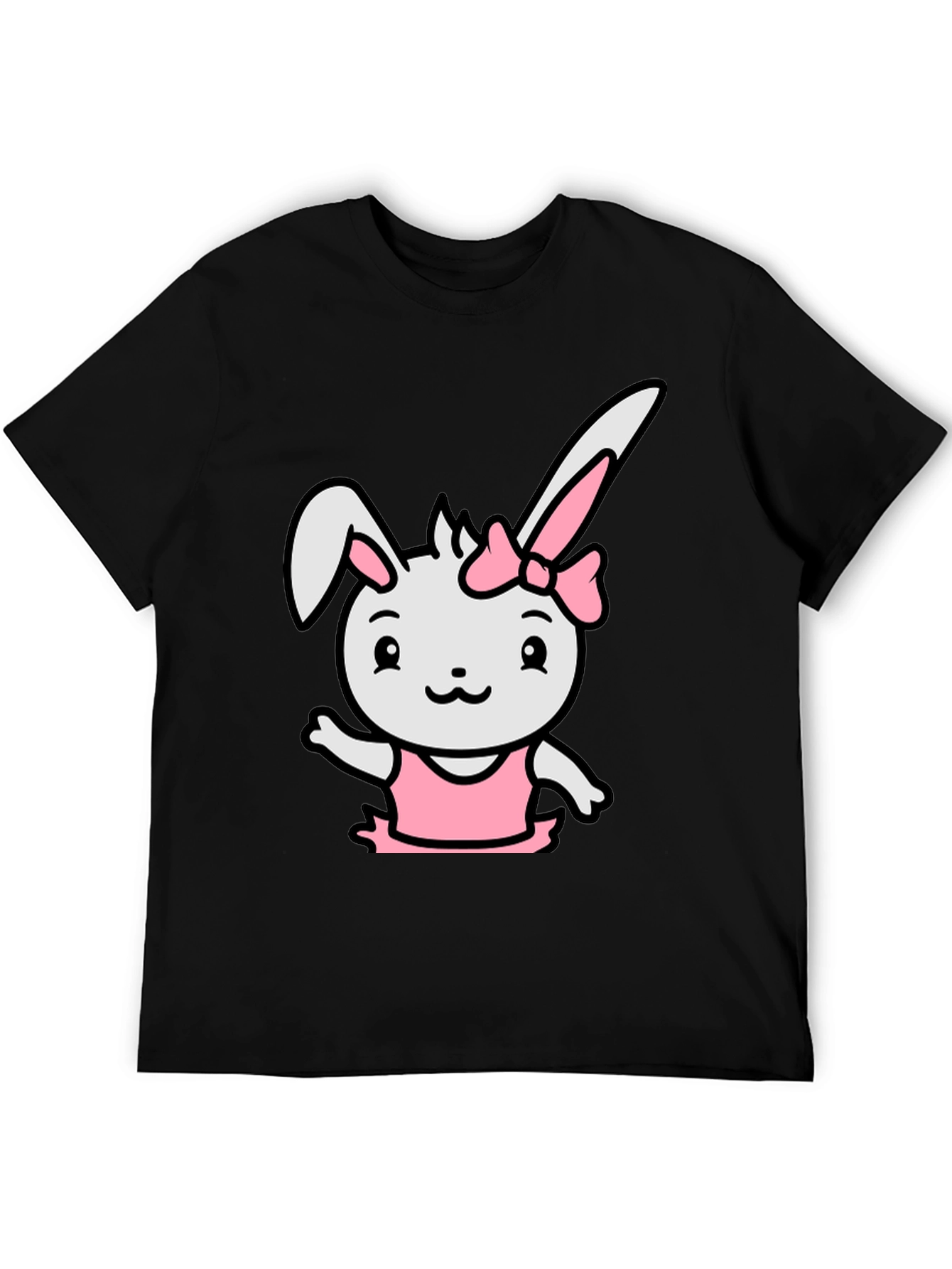 Cute Bunny Ballerina Black T-Shirt