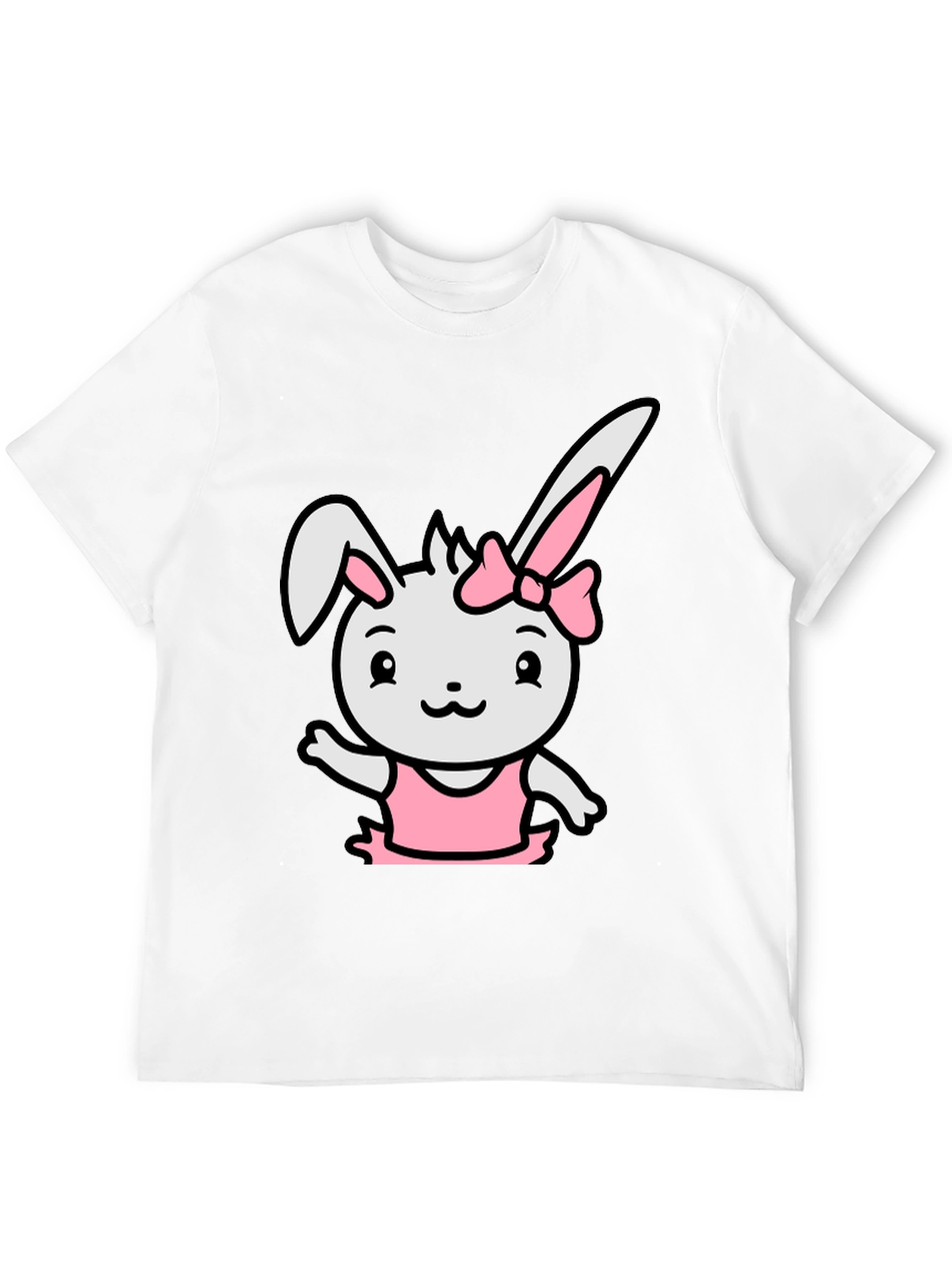 Cute Bunny Ballerina Black T-Shirt