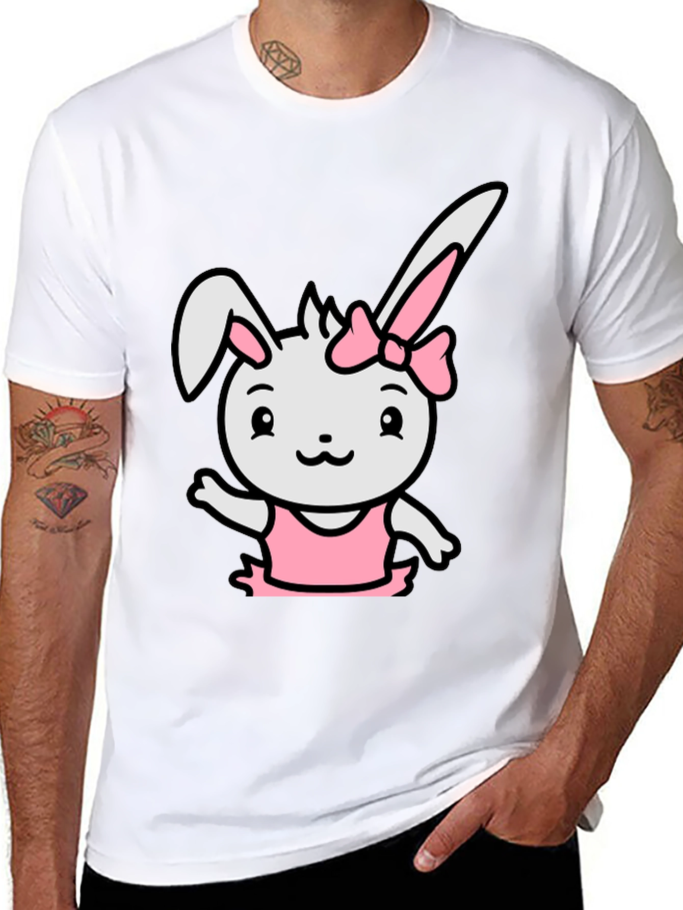 Cute Bunny Ballerina Black T-Shirt