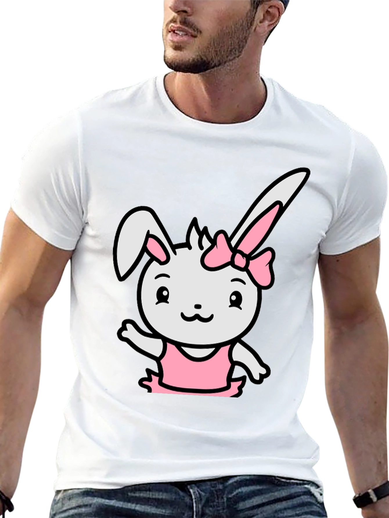 Cute Bunny Ballerina Black T-Shirt