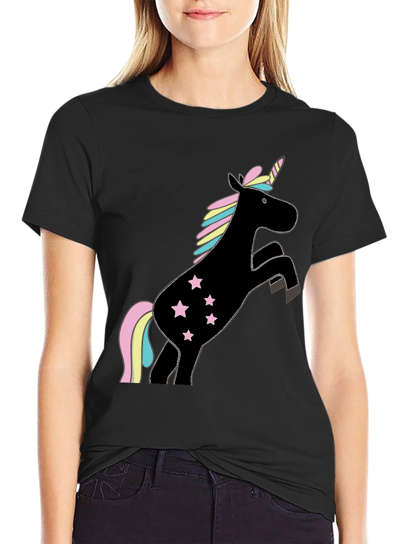 Unicorn Stars Black T-Shirt