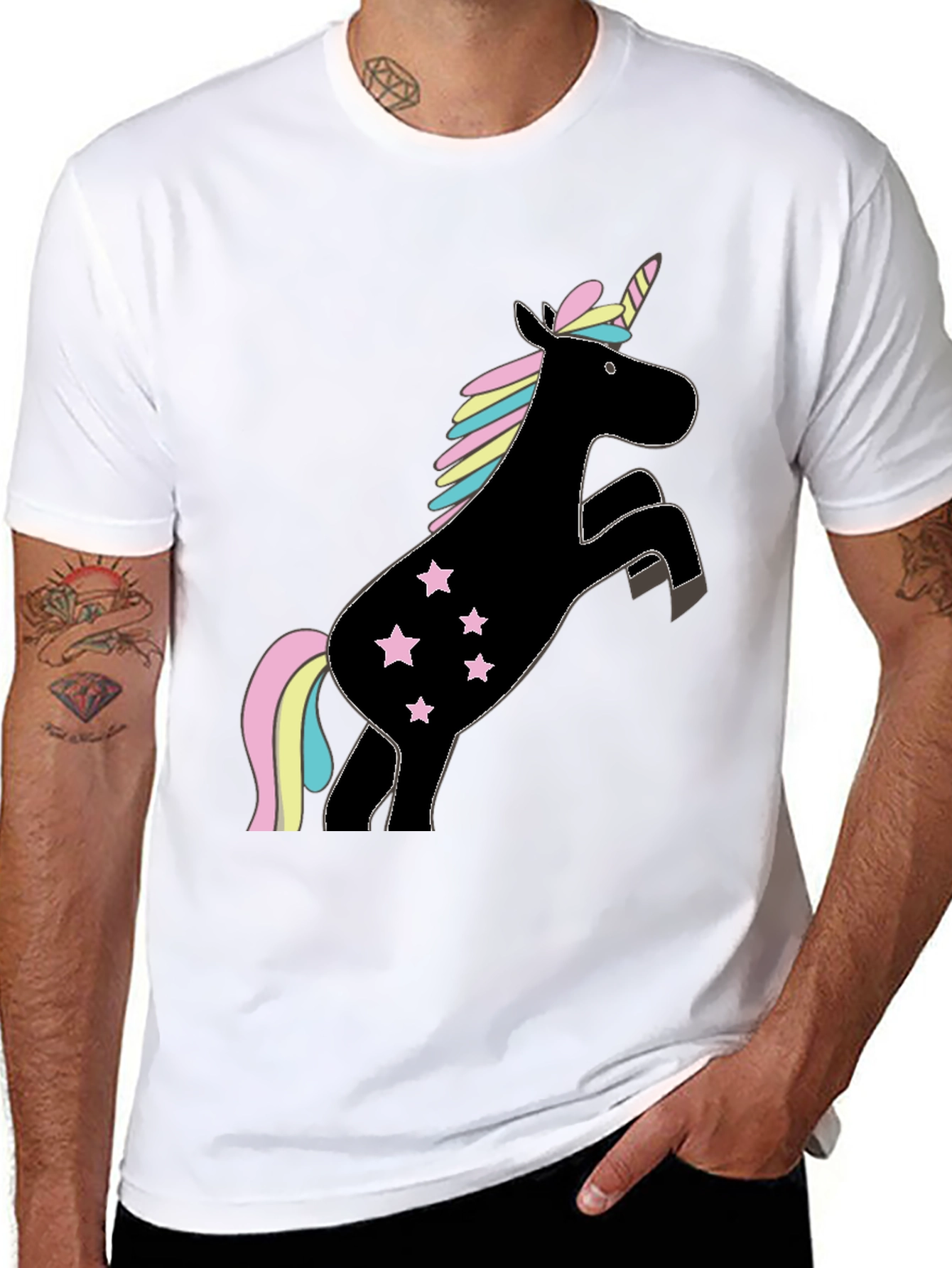 Unicorn Stars Black T-Shirt