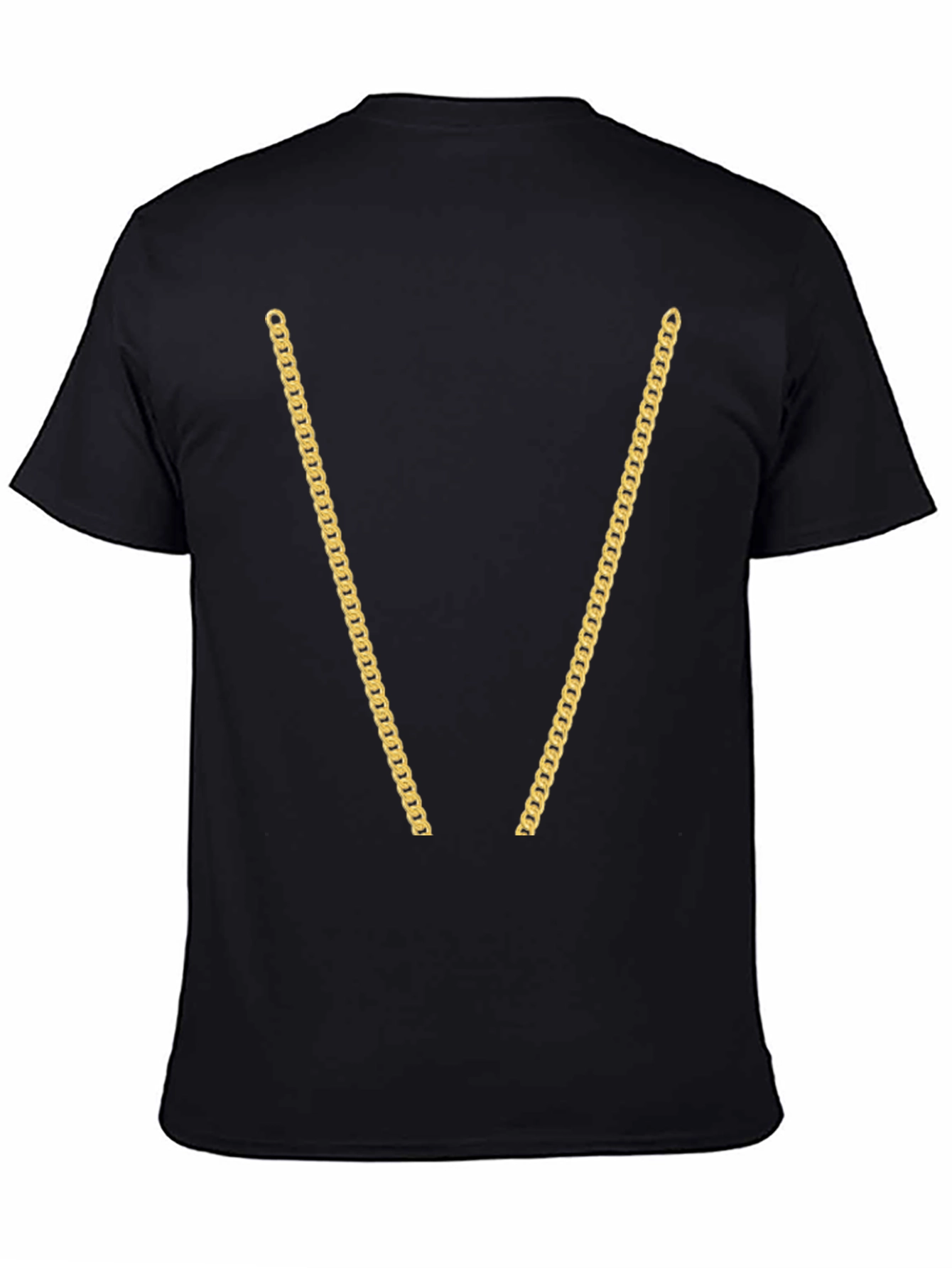Gold Chain Print Black T-Shirt