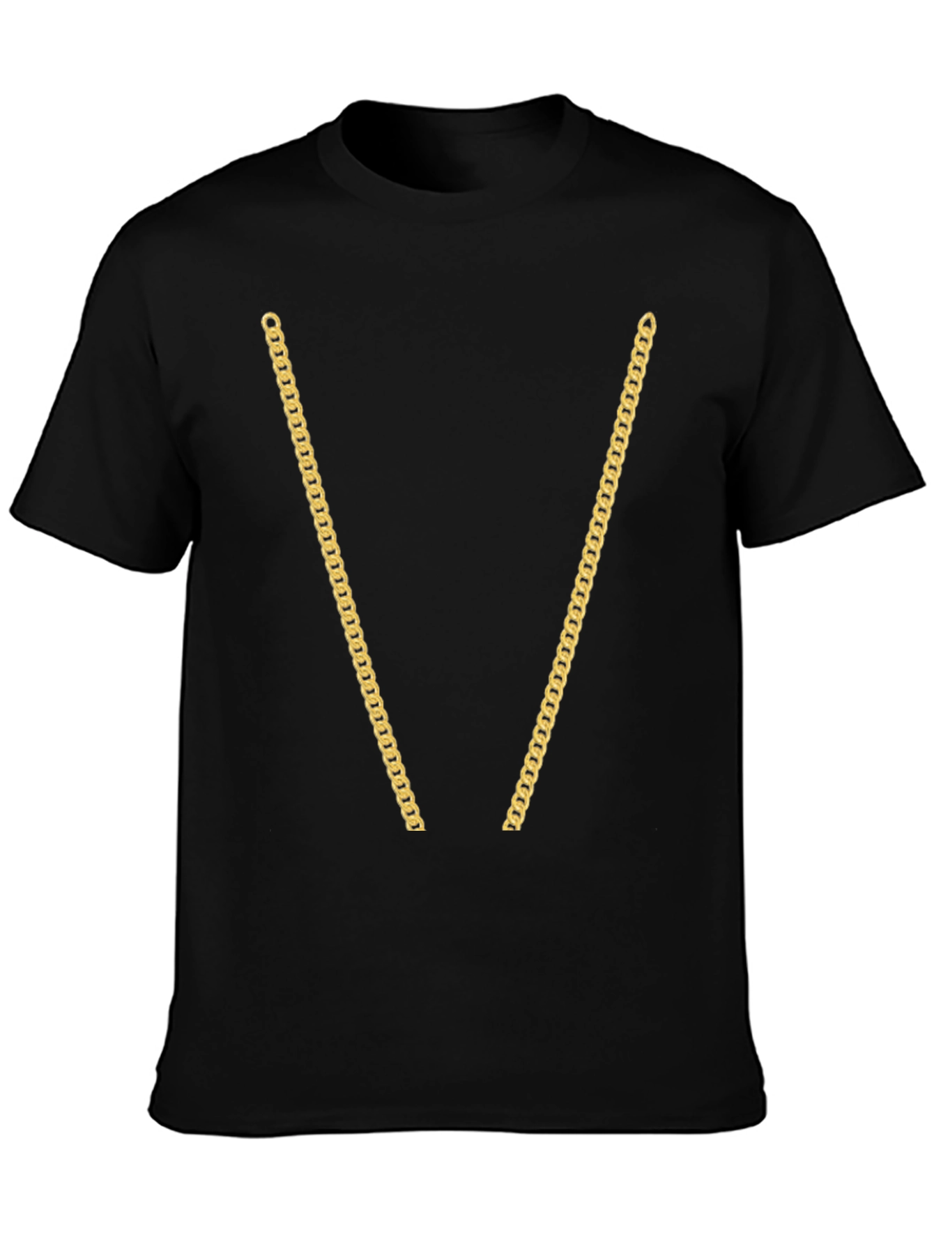 Gold Chain Print Black T-Shirt