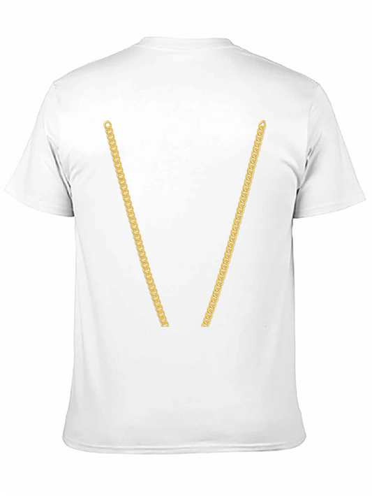 Gold Chain Print Black T-Shirt