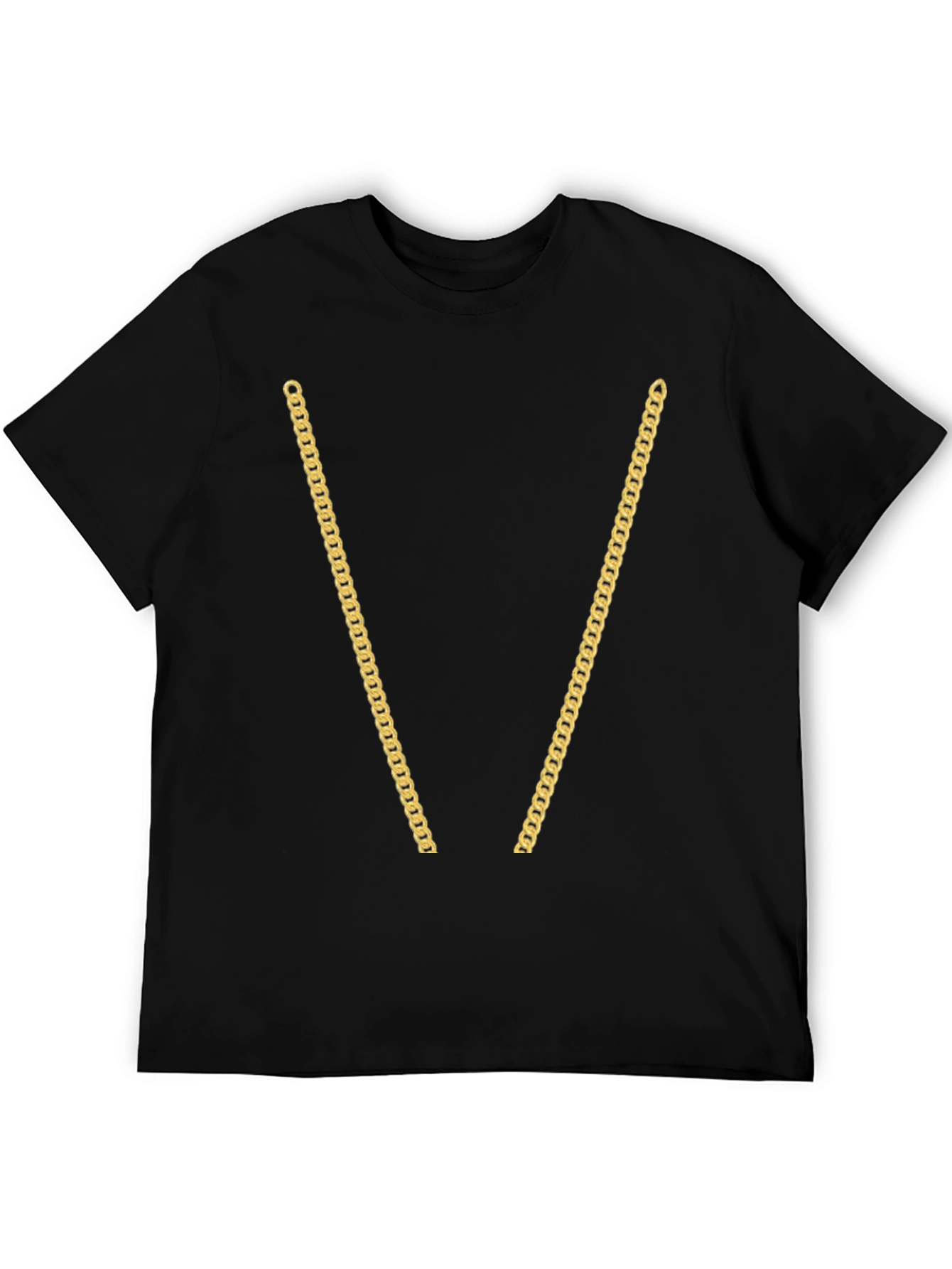 Gold Chain Print Black T-Shirt