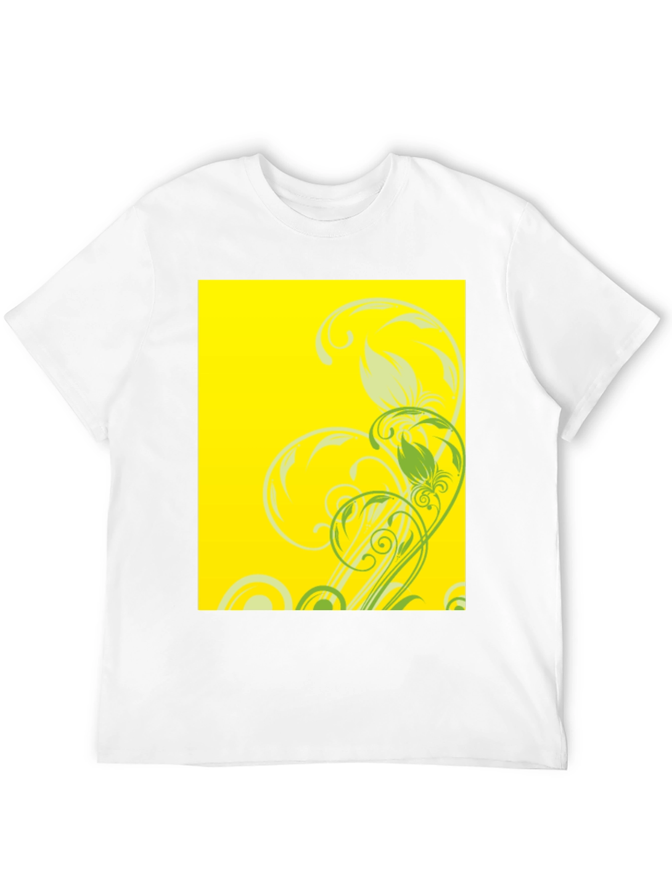 Black Tee with Floral Yellow Graphic Print