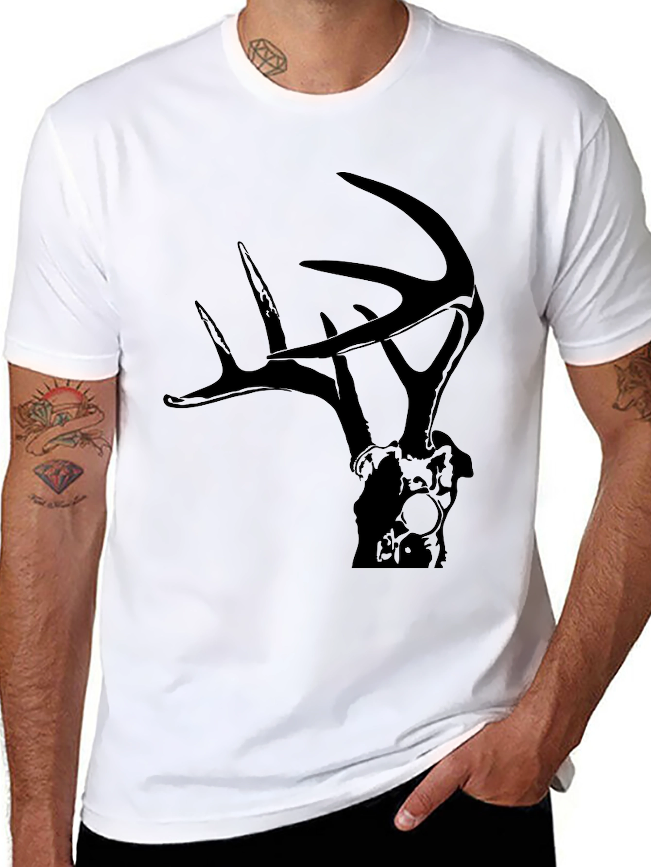 Deer Antler Graphic Tee - Black