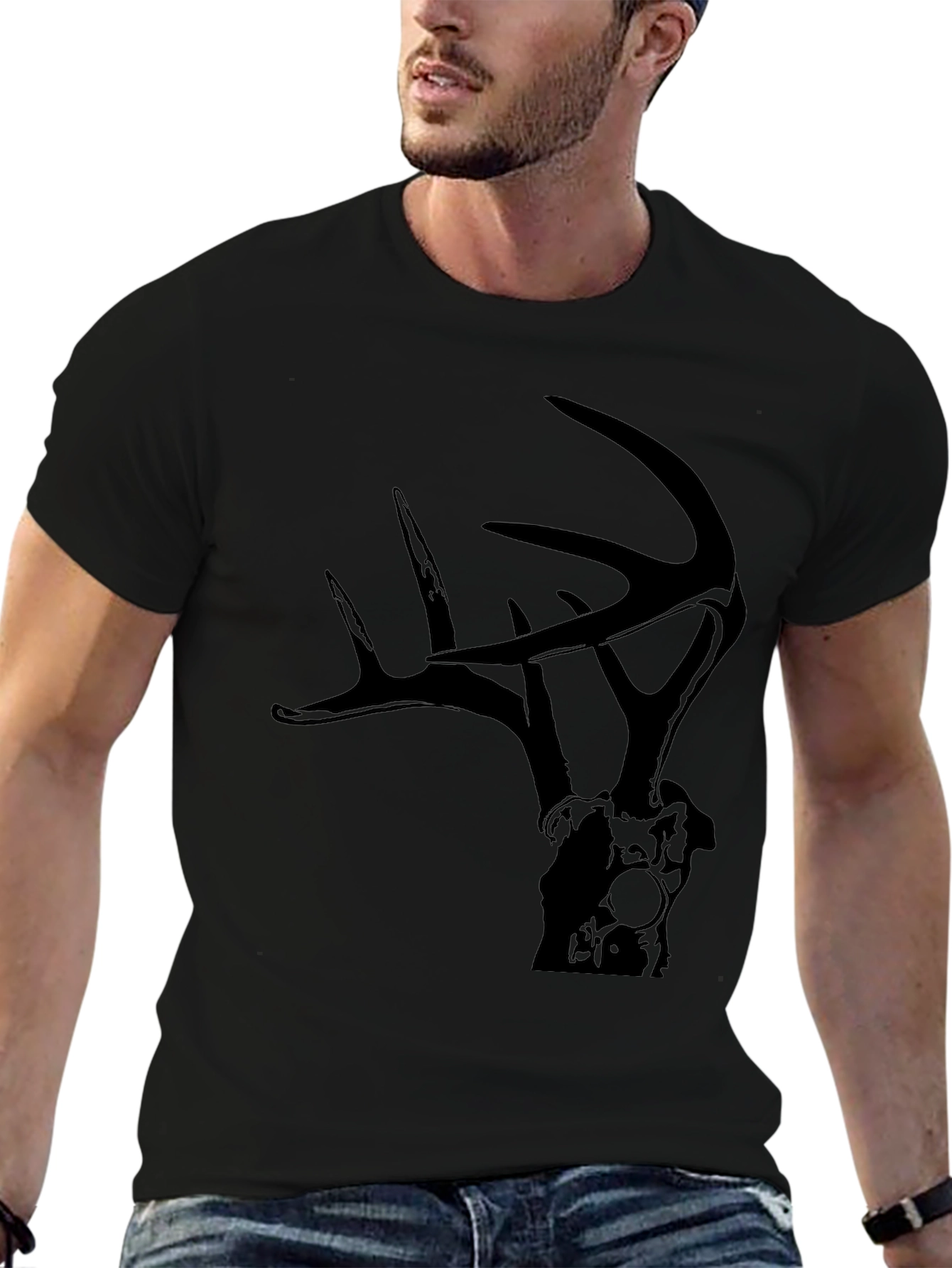 Deer Antler Graphic Tee - Black