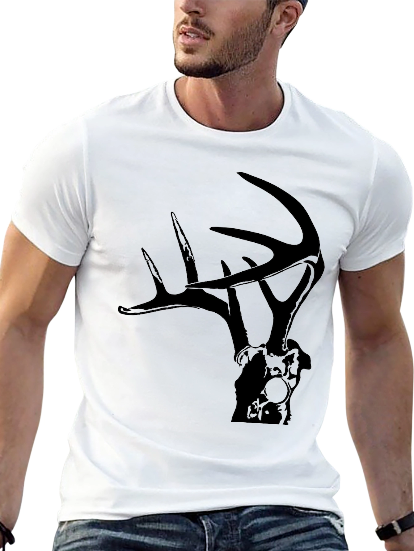 Deer Antler Graphic Tee - Black