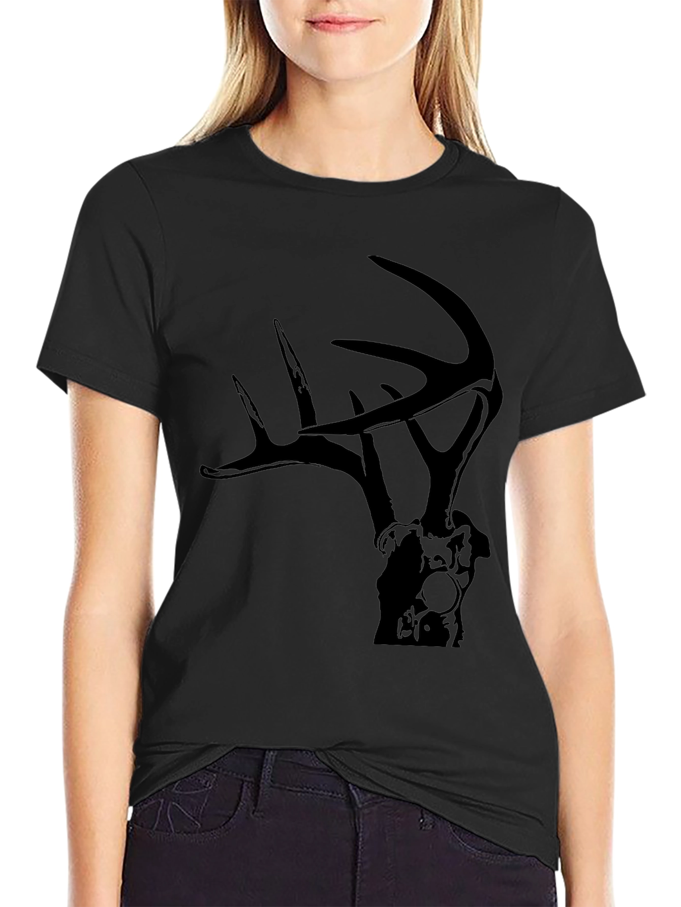 Deer Antler Graphic Tee - Black