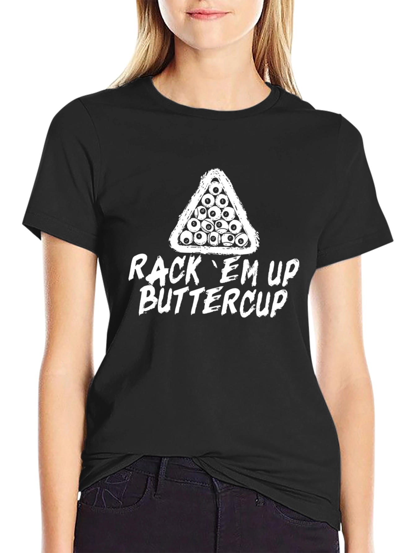Rack Em Up Buttercup Black T-Shirt - Billiards