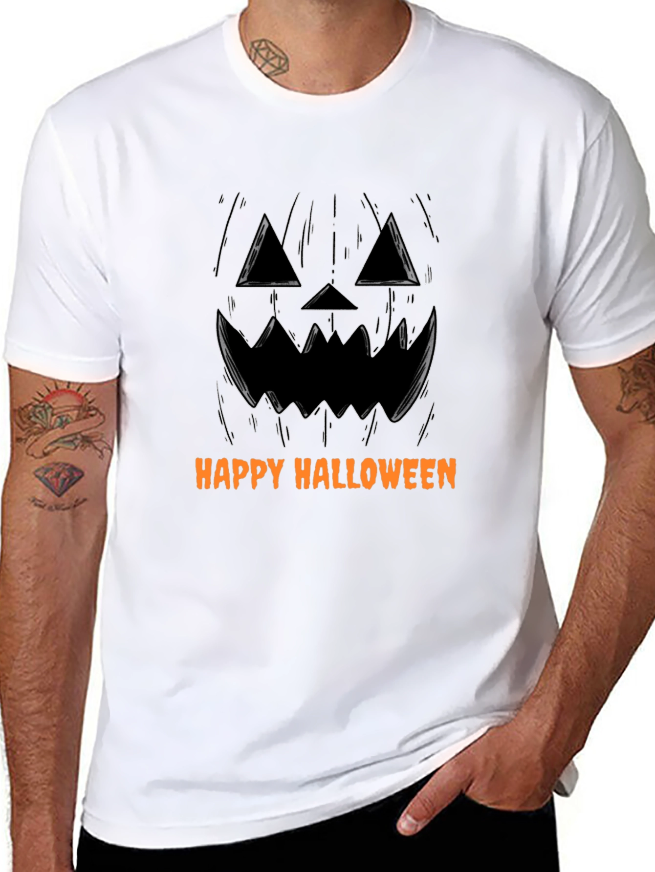 Happy Halloween Pumpkin Face Black T-Shirt