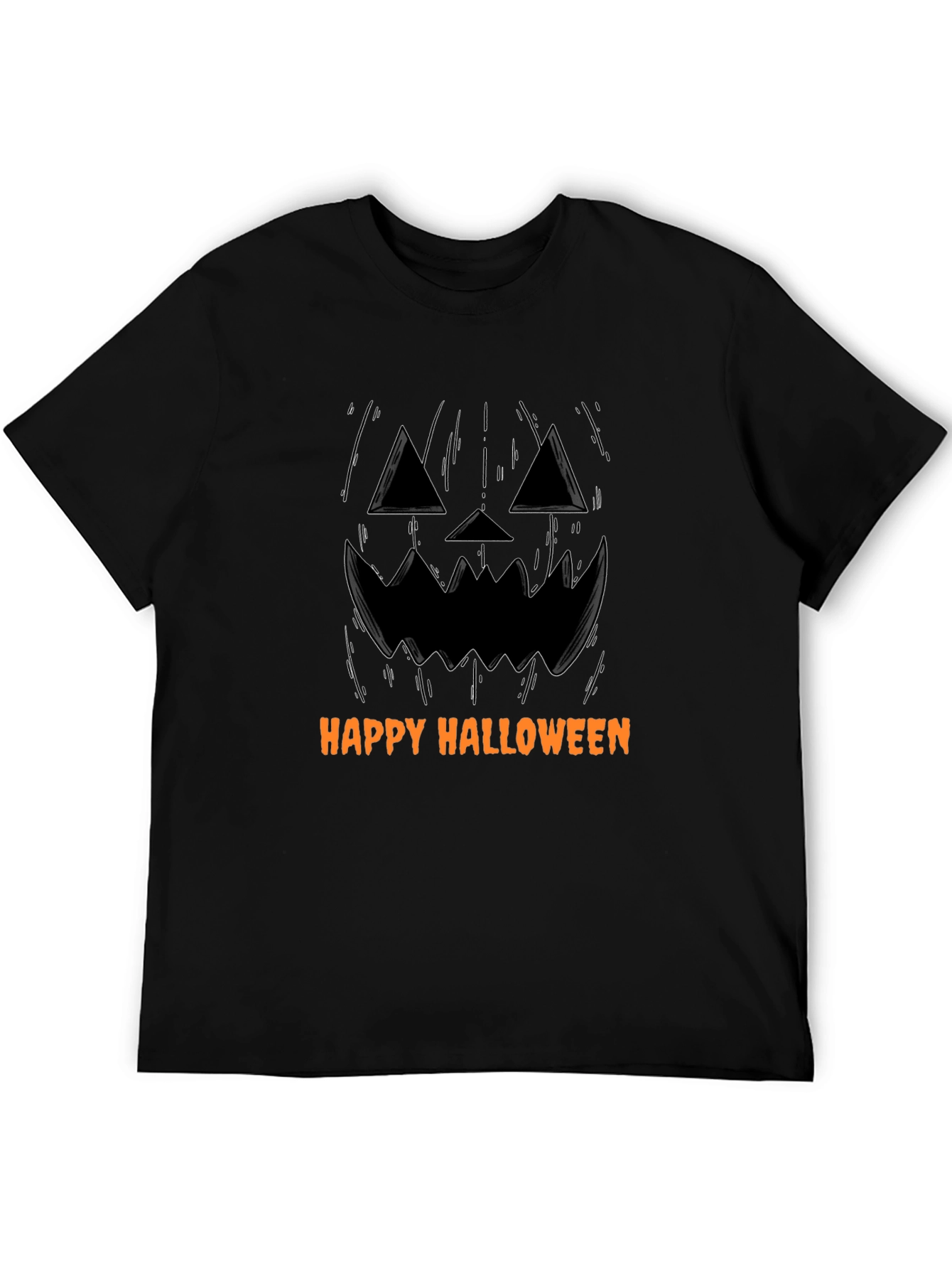 Happy Halloween Pumpkin Face Black T-Shirt
