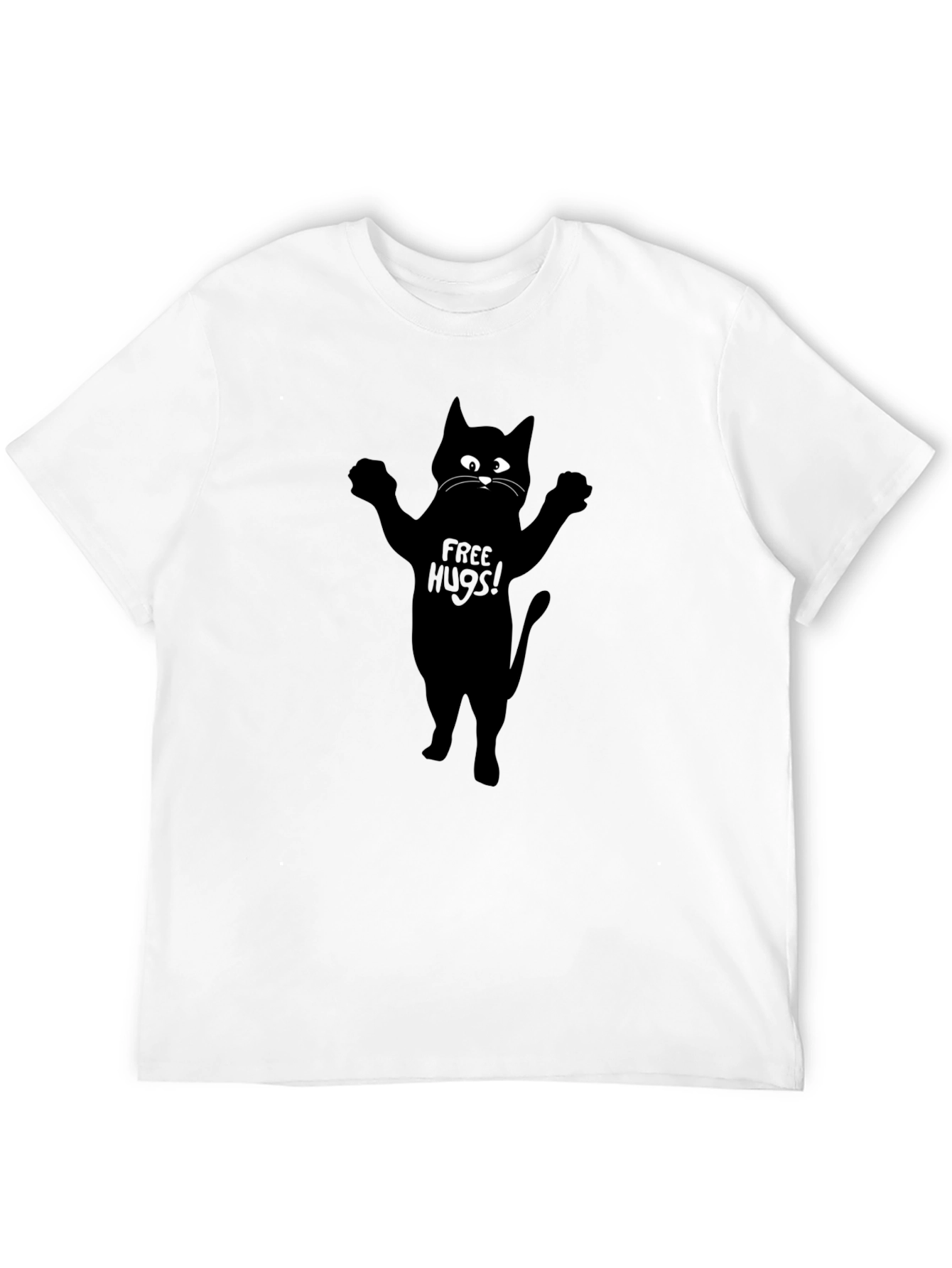 Free Hugs Cat T-Shirt - Black
