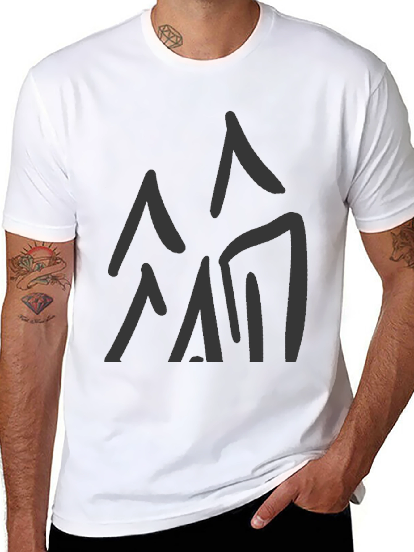 Abstract Mountain Graphic Tee - Black