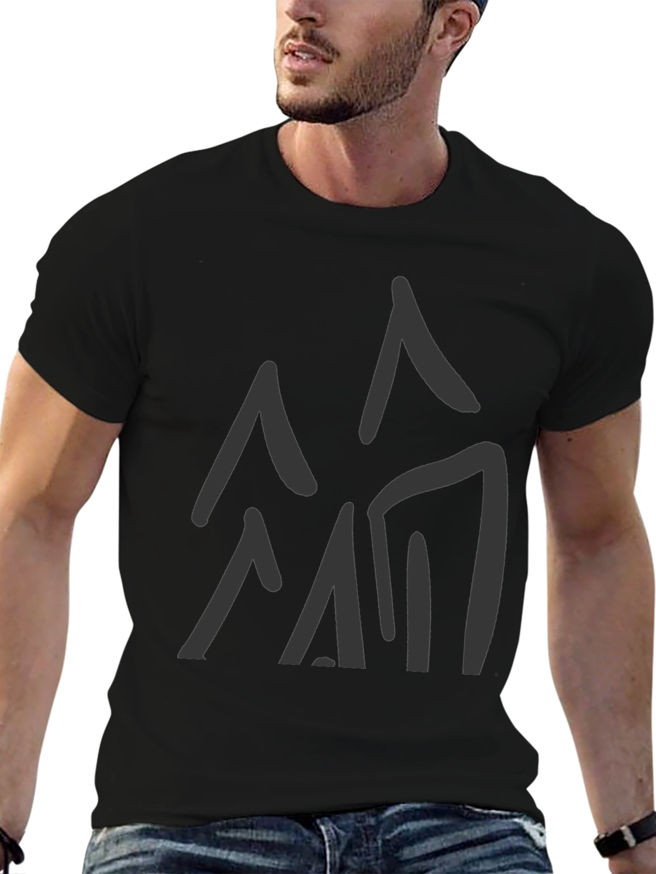 Abstract Mountain Graphic Tee - Black