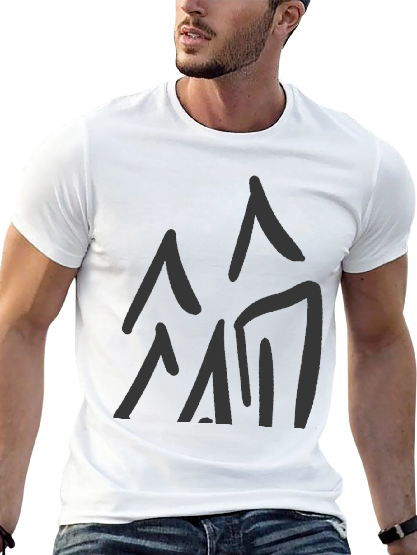 Abstract Mountain Graphic Tee - Black