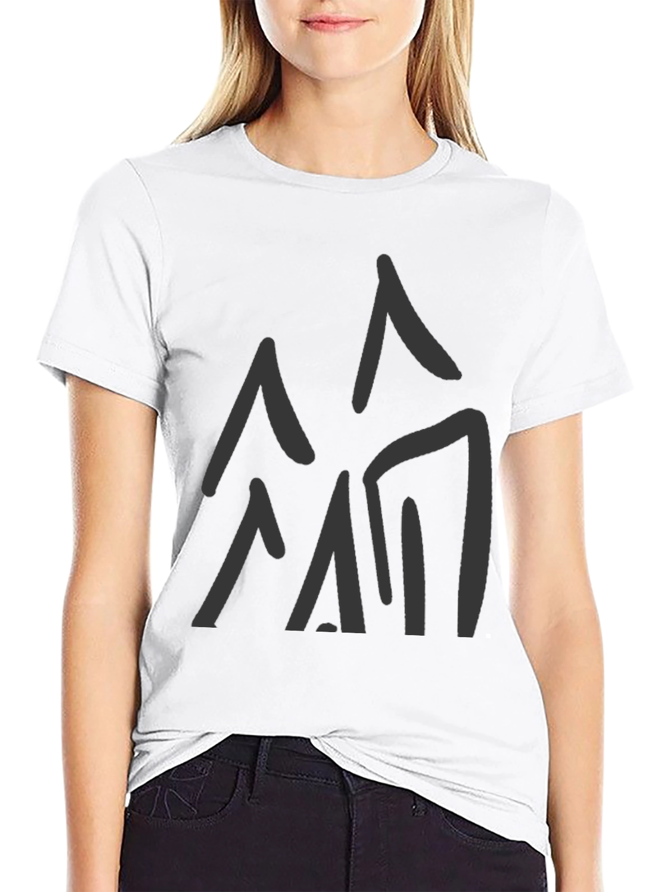 Abstract Mountain Graphic Tee - Black