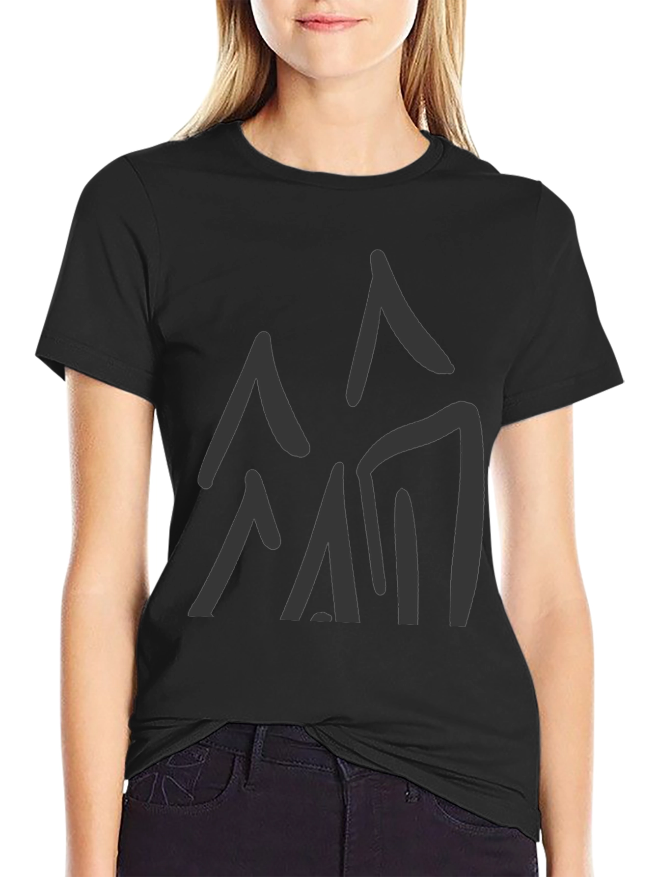 Abstract Mountain Graphic Tee - Black