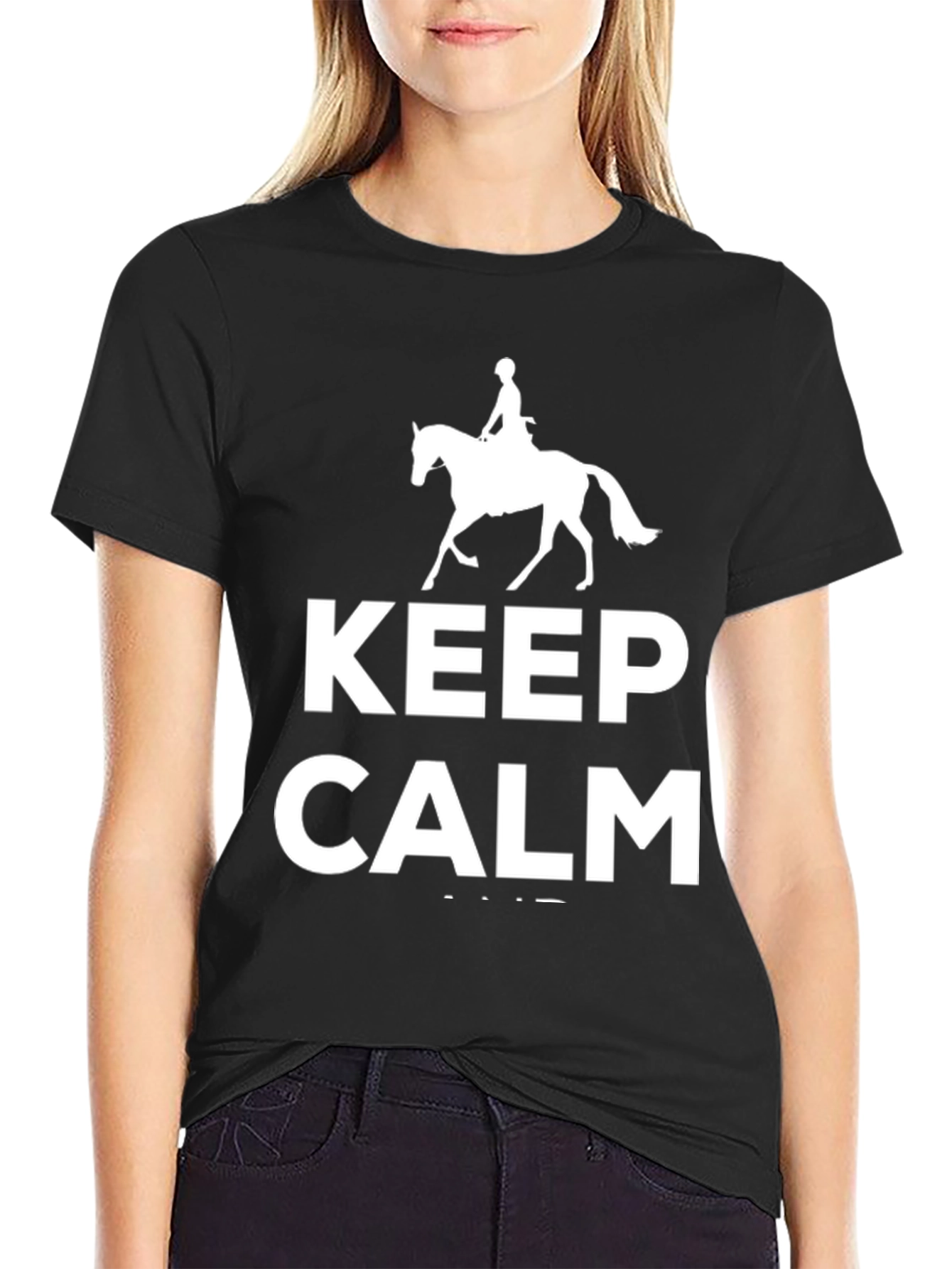 Keep Calm Horse Riding T-Shirt - Black