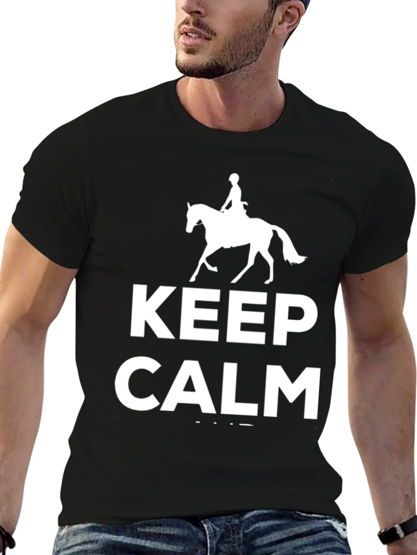 Keep Calm Horse Riding T-Shirt - Black