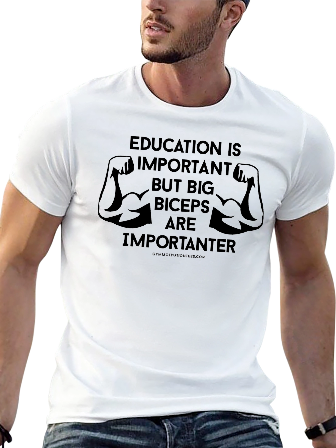 Education vs Biceps Graphic T-Shirt