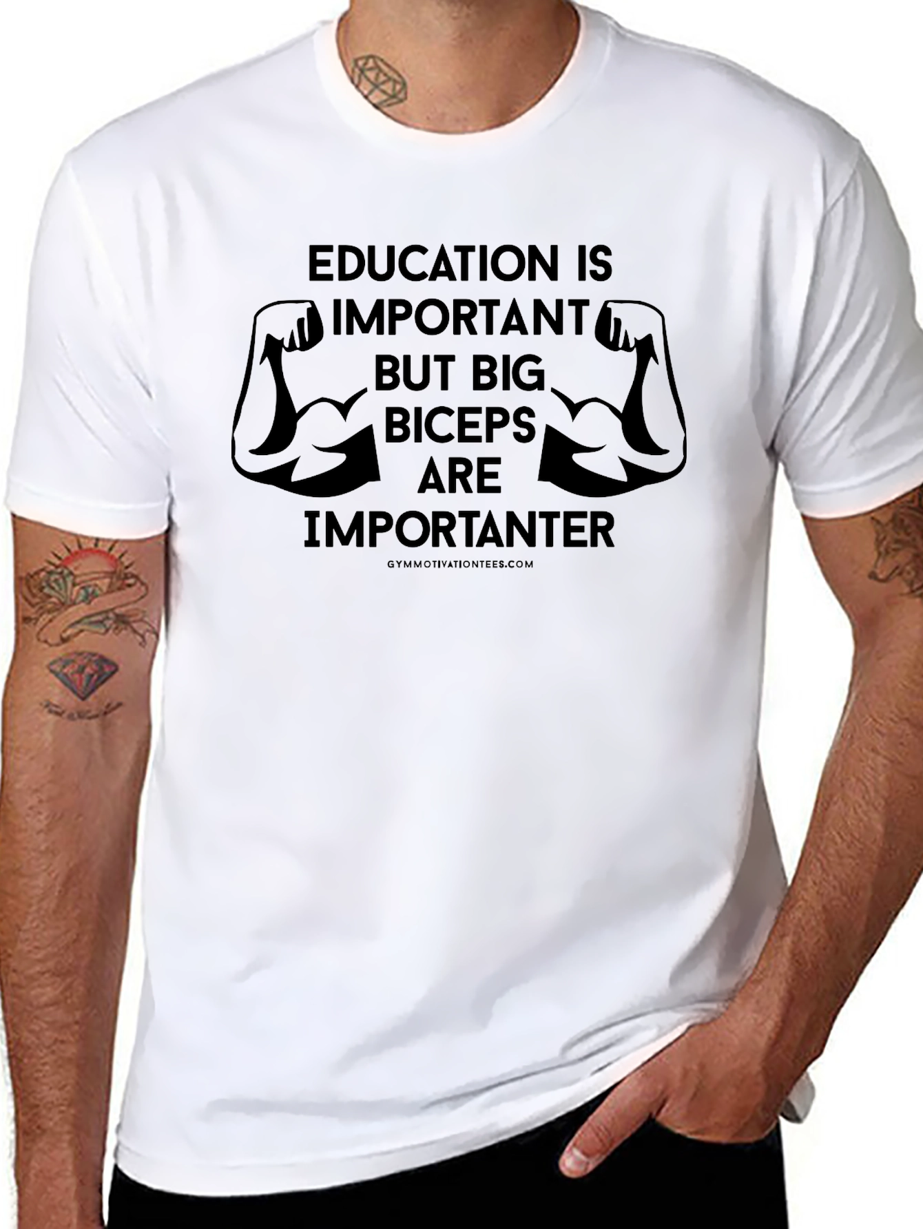 Education vs Biceps Graphic T-Shirt
