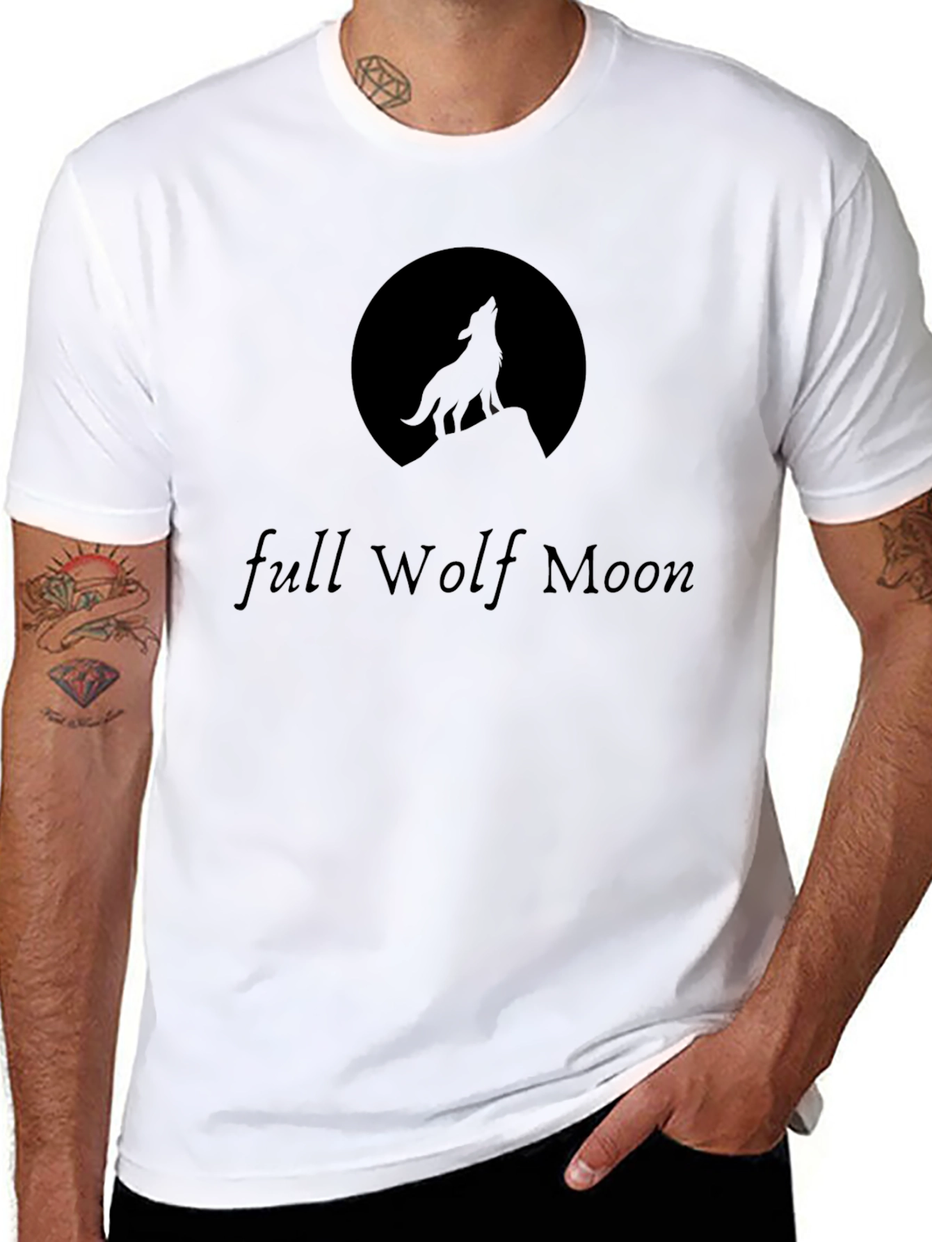 Full Wolf Moon Graphic T-Shirt - Black