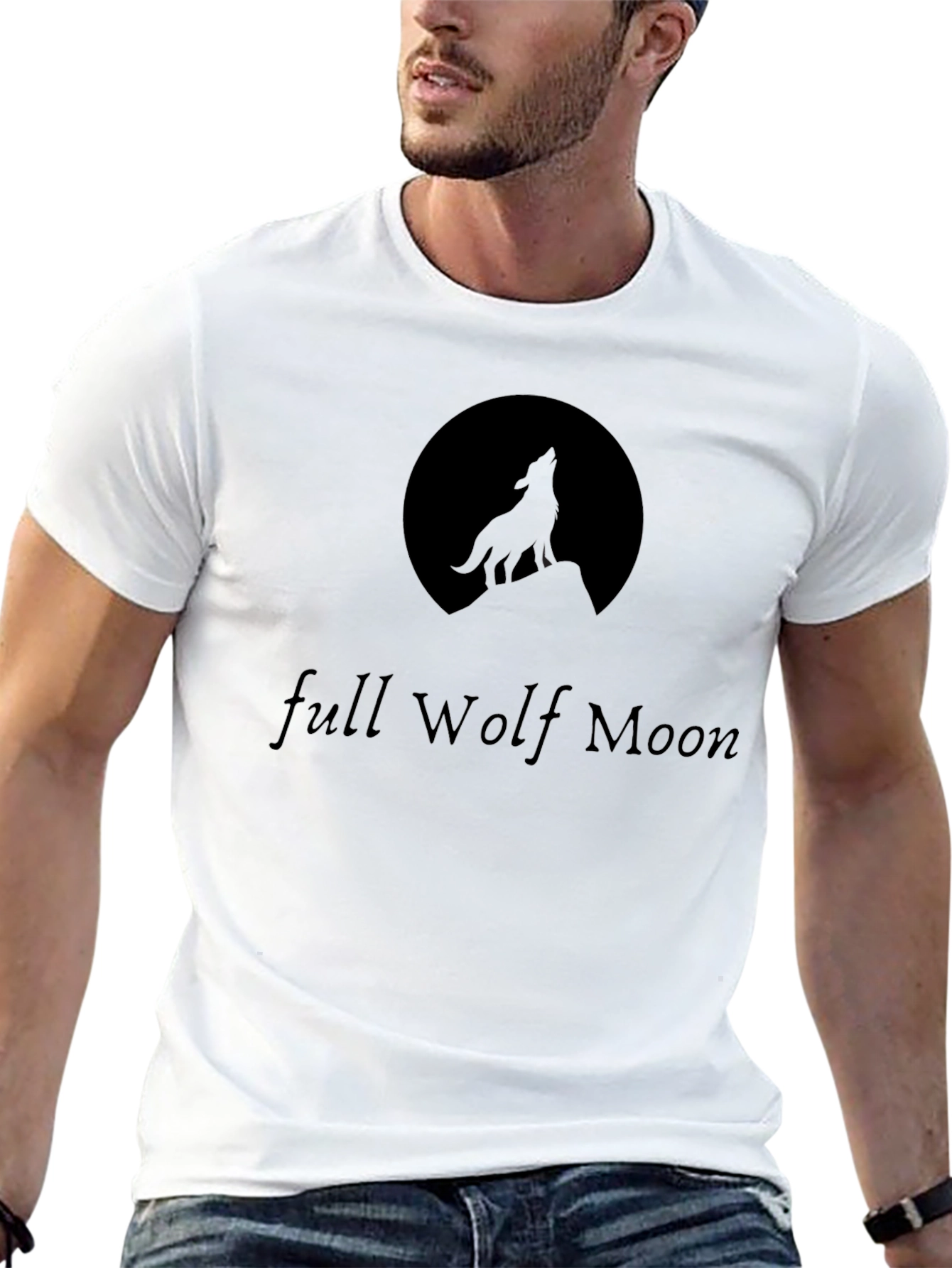 Full Wolf Moon Graphic T-Shirt - Black