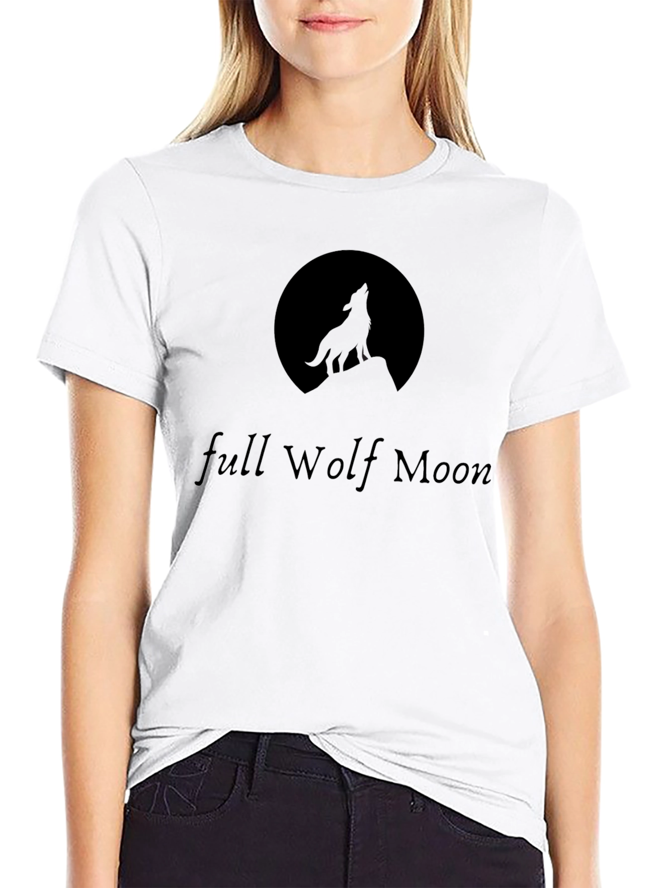 Full Wolf Moon Graphic T-Shirt - Black