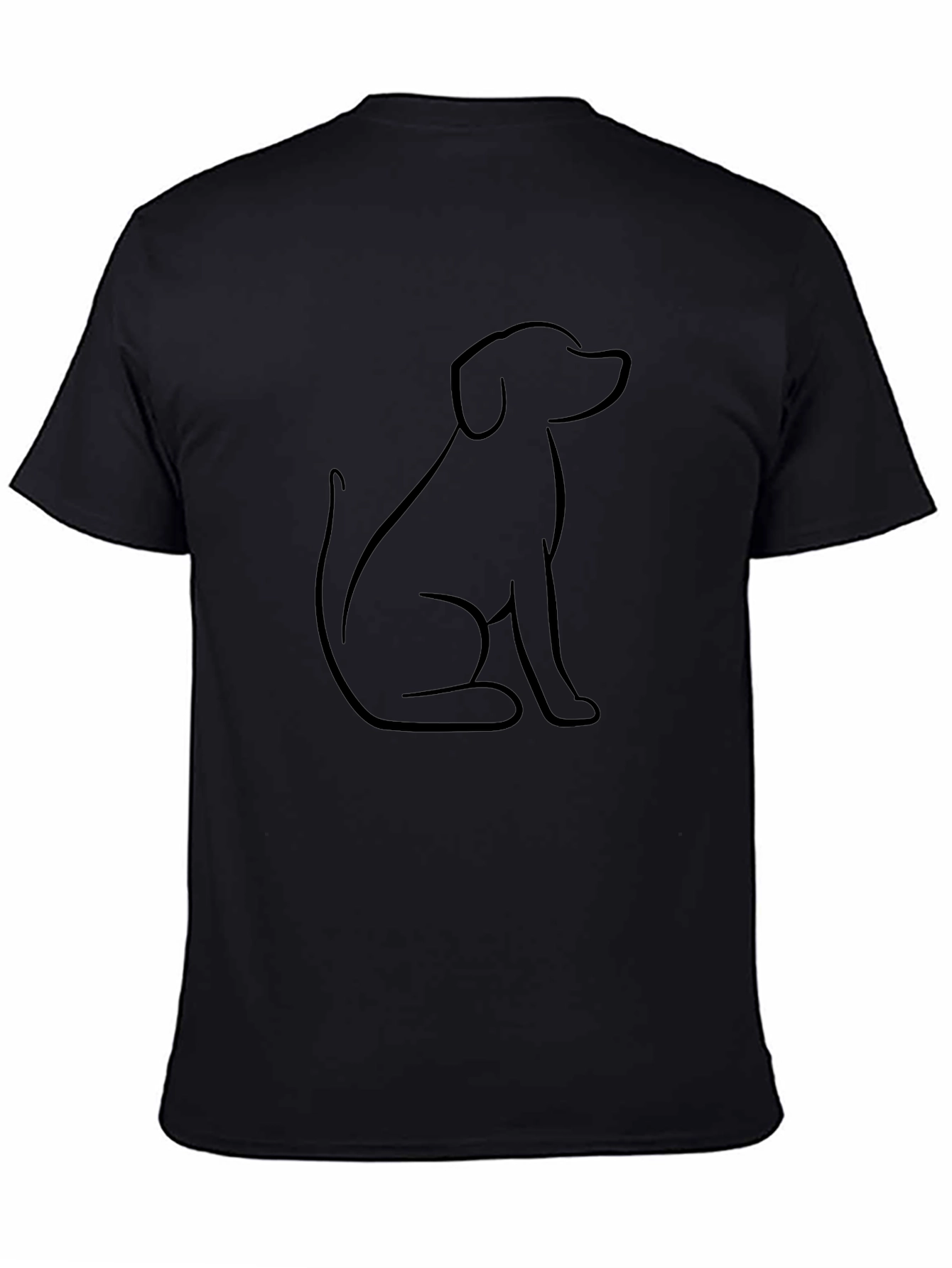 Minimalist Dog Outline Black T-Shirt