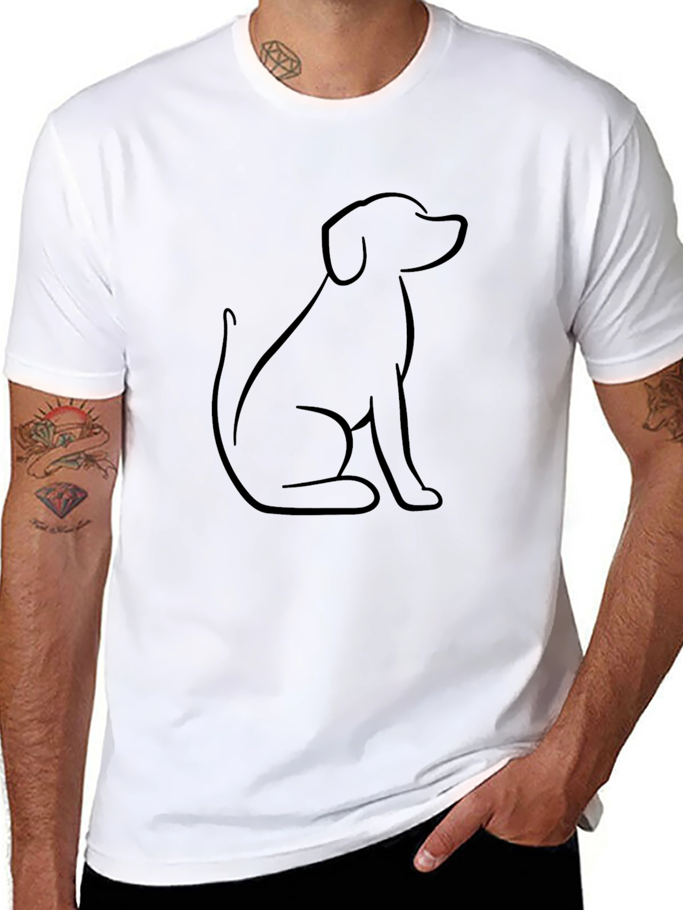 Minimalist Dog Outline Black T-Shirt