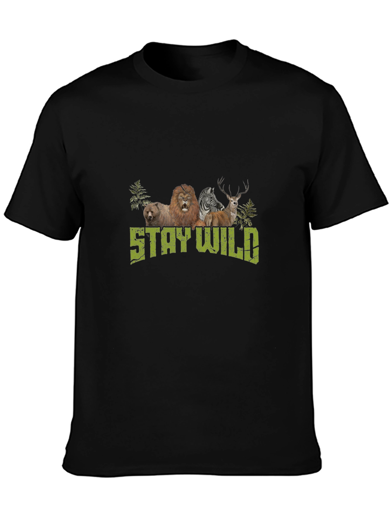 Stay Wild Graphic Print Crew Neck T-Shirt