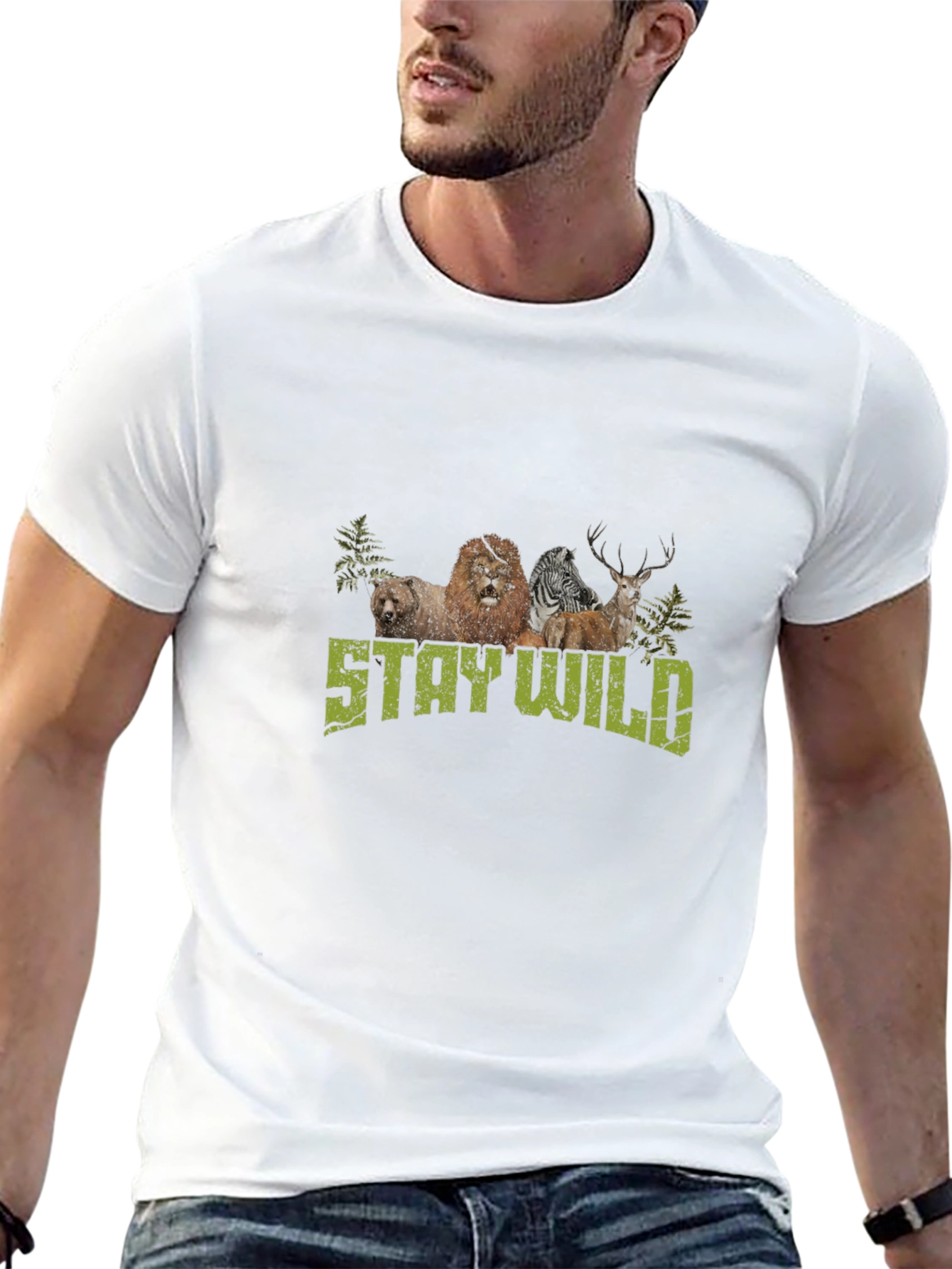 Stay Wild Graphic Print Crew Neck T-Shirt