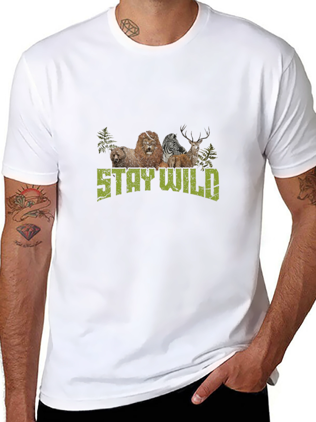 Stay Wild Graphic Print Crew Neck T-Shirt