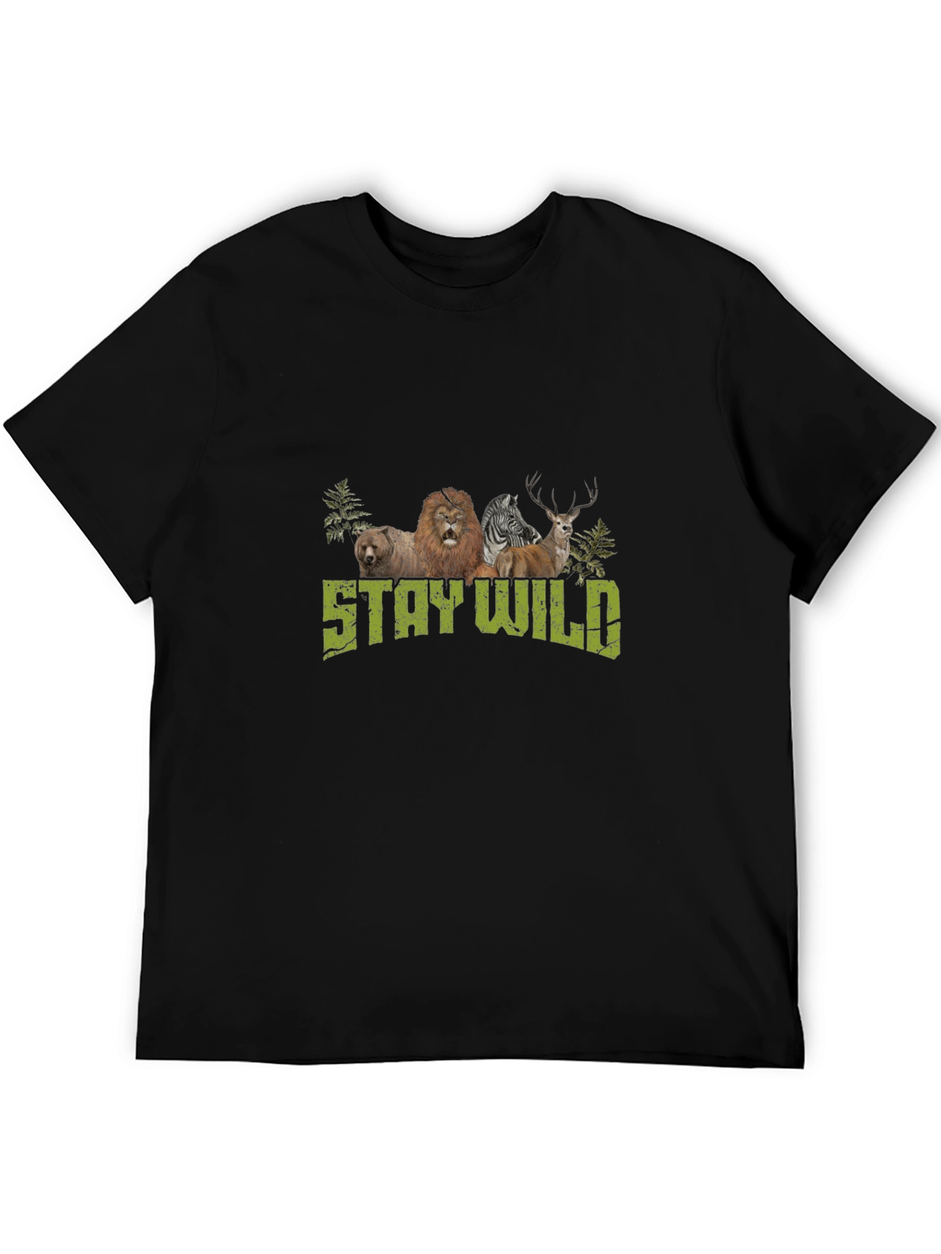 Stay Wild Graphic Print Crew Neck T-Shirt