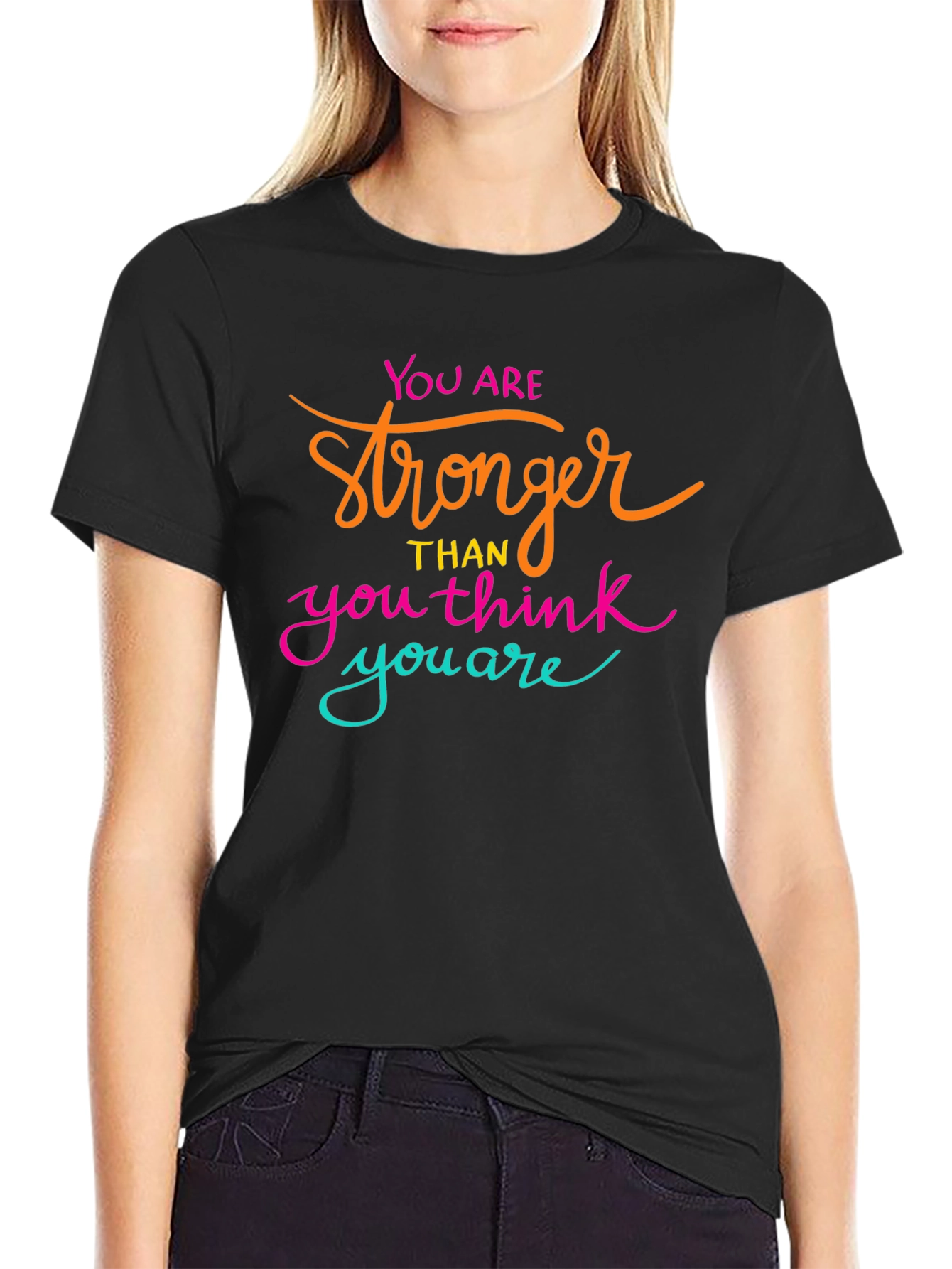 Motivational Stronger Than You Think Black T-Shirt