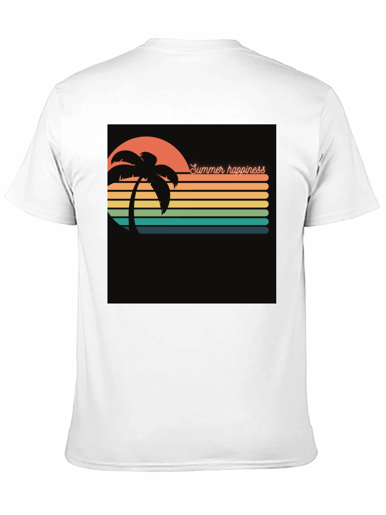 Summer Happiness Graphic Black T-Shirt