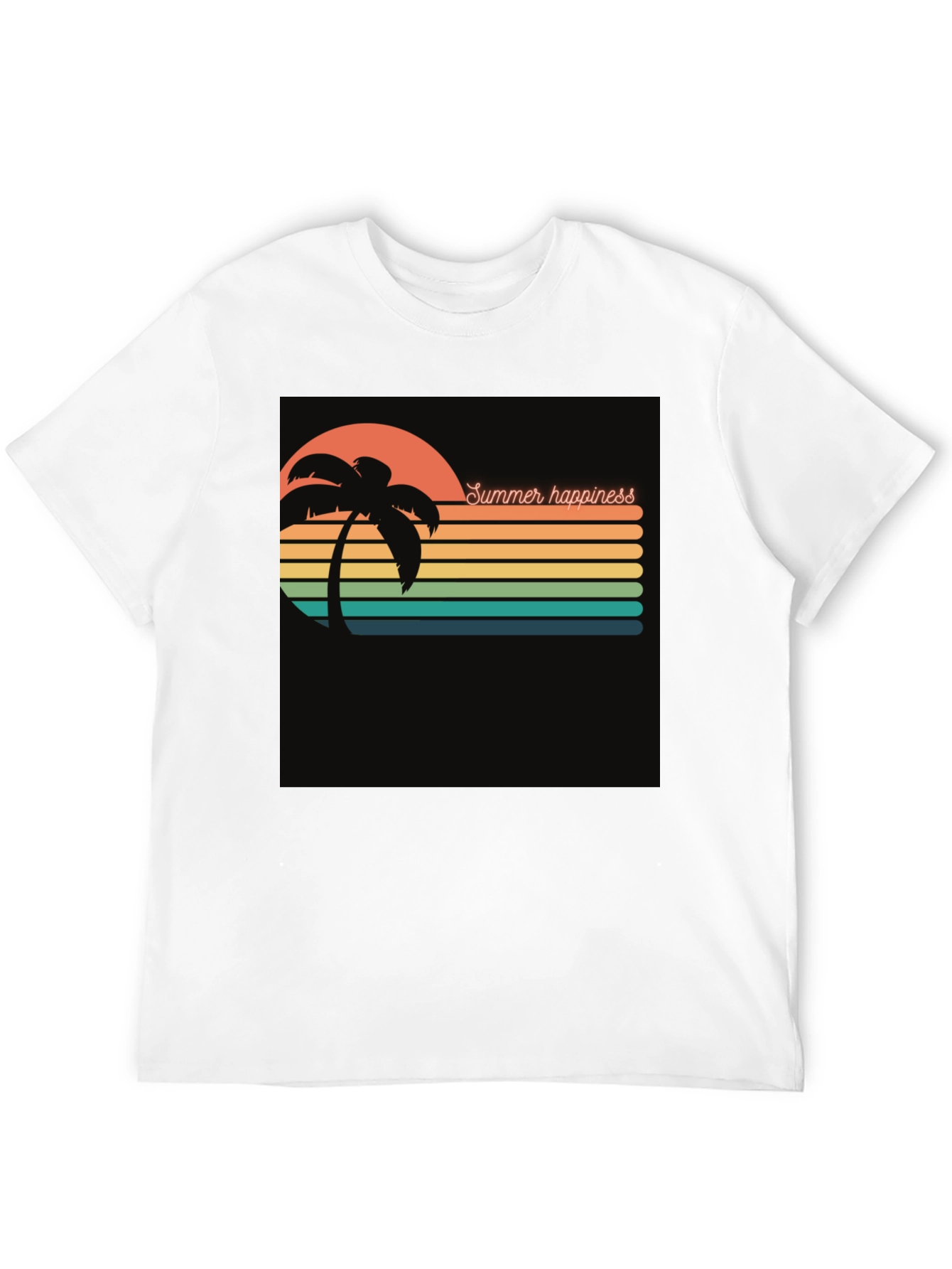 Summer Happiness Graphic Black T-Shirt
