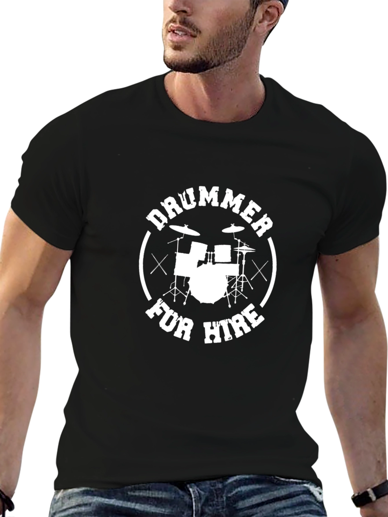 Drummer For Hire Black T-Shirt