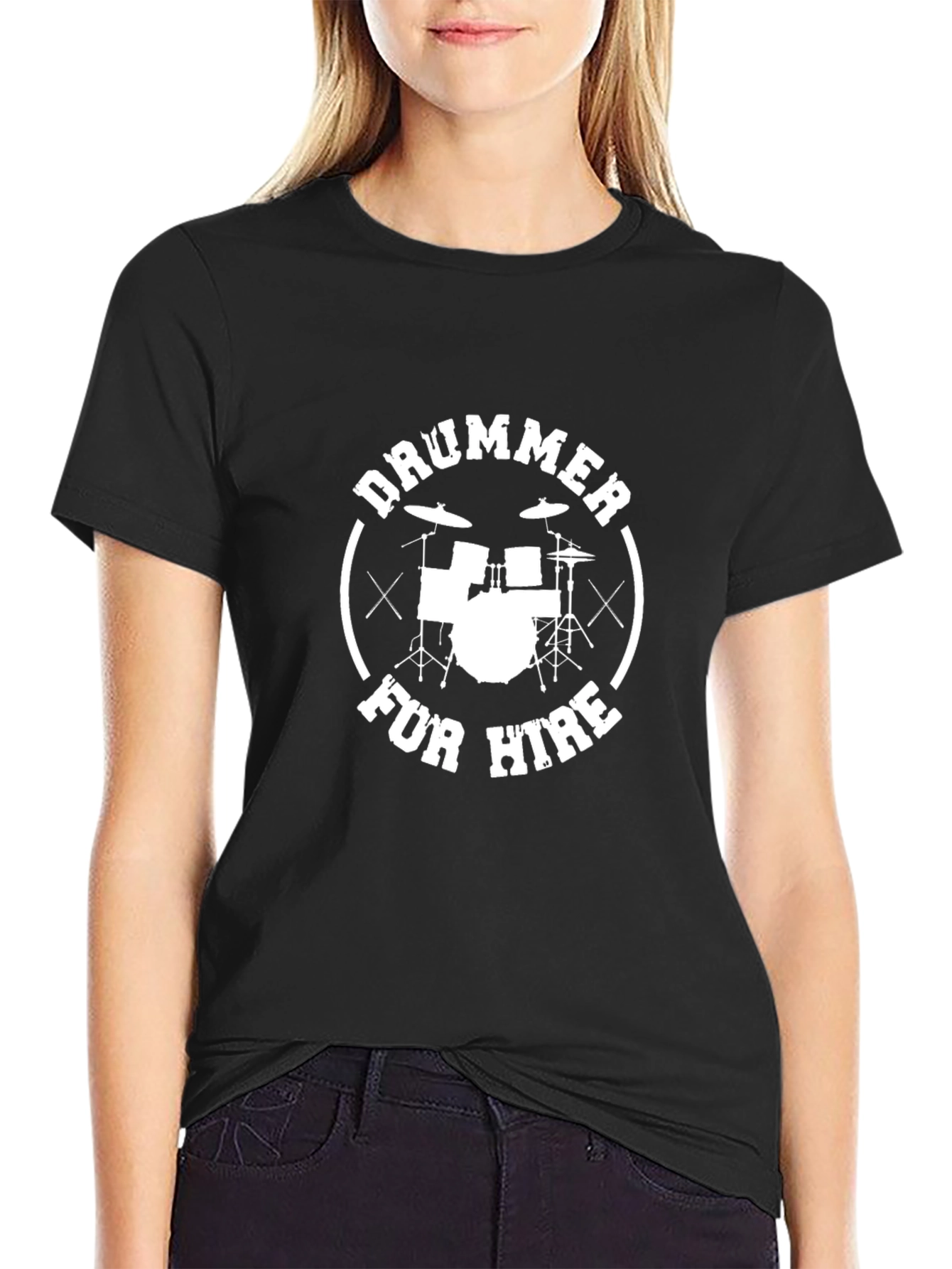 Drummer For Hire Black T-Shirt