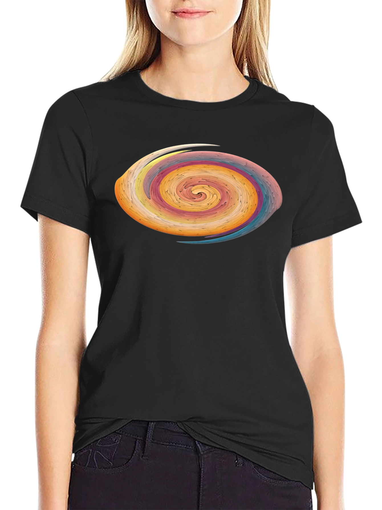 Abstract Swirl Graphic Tee - Modern Art Style