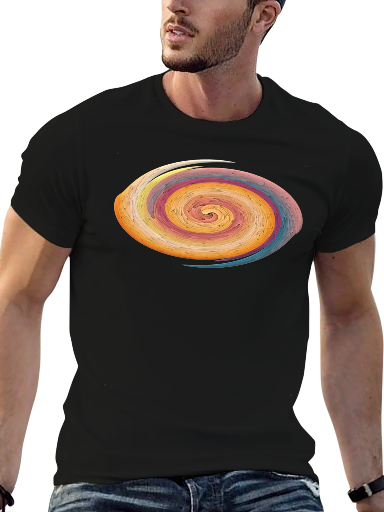 Abstract Swirl Graphic Tee - Modern Art Style