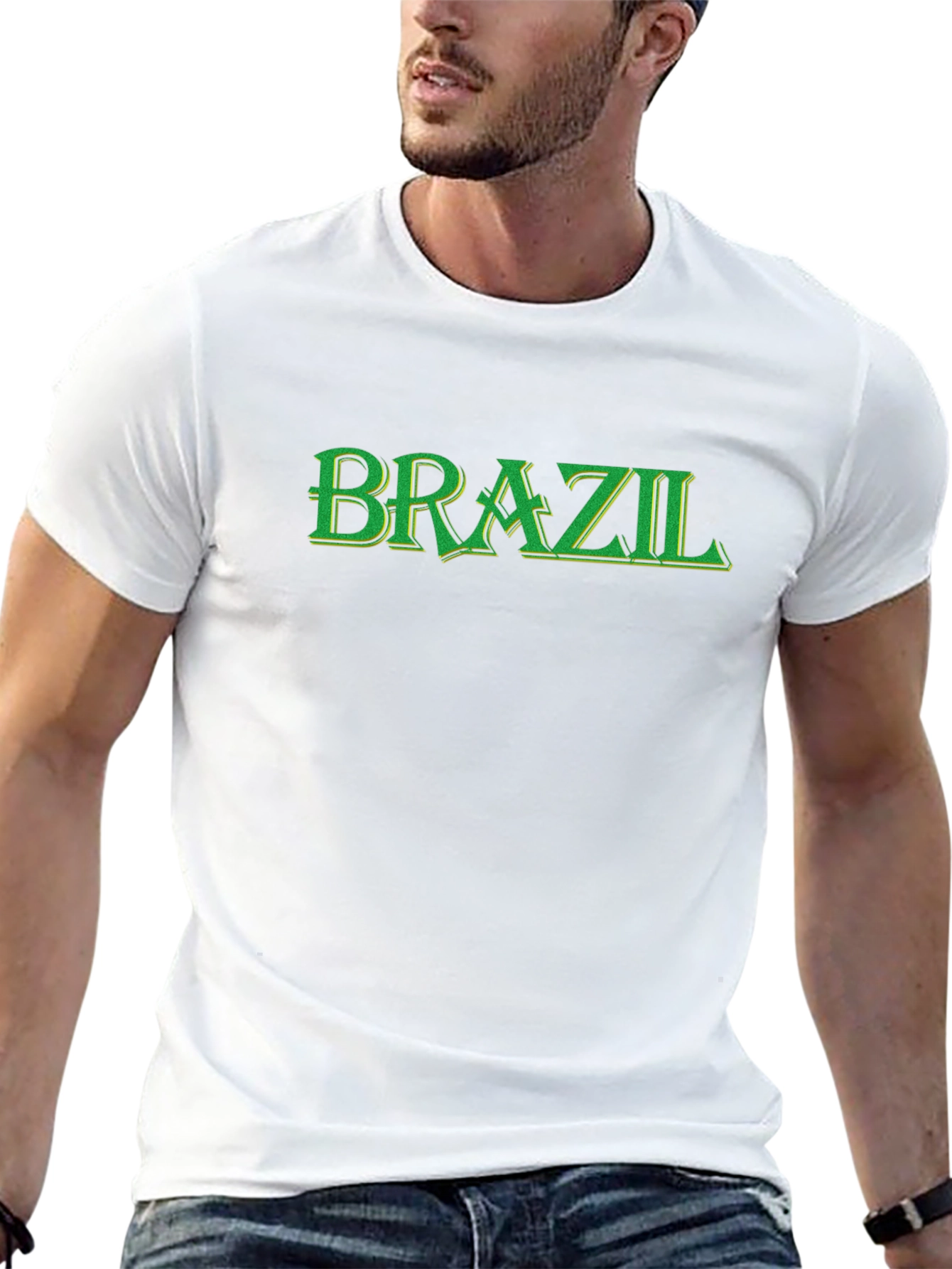 Brazil T-Shirt - Black Green Lettering