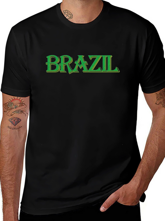Brazil T-Shirt - Black Green Lettering