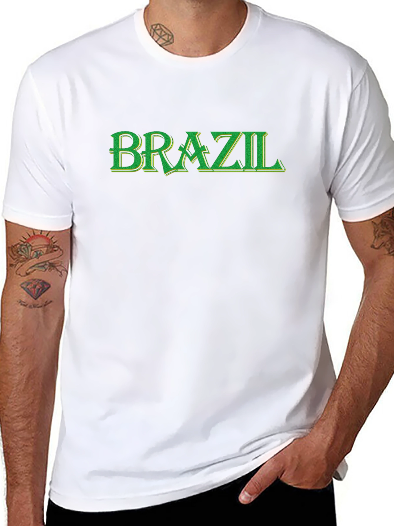 Brazil T-Shirt - Black Green Lettering