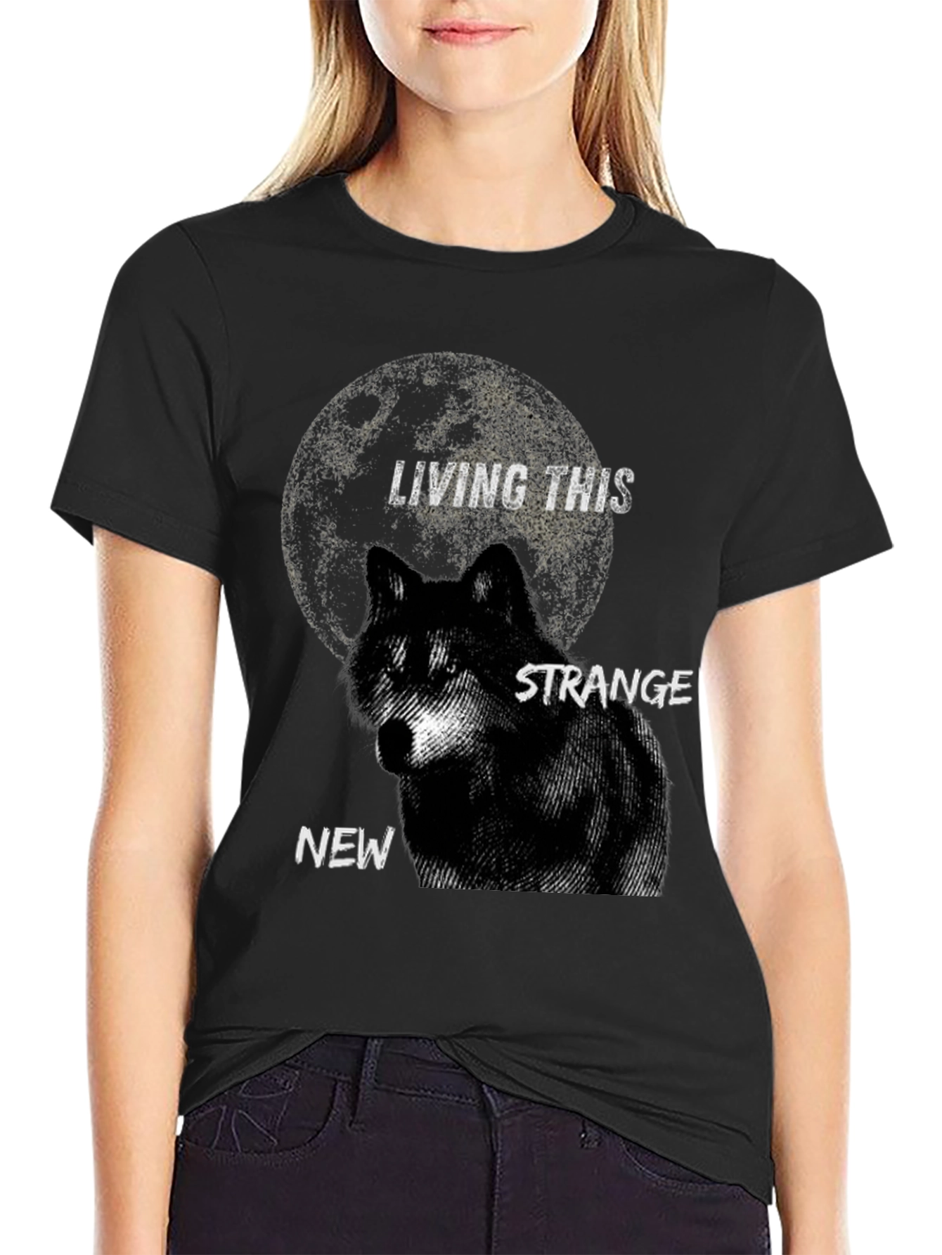 Living This Strange New Wolf Moon Graphic T-Shirt
