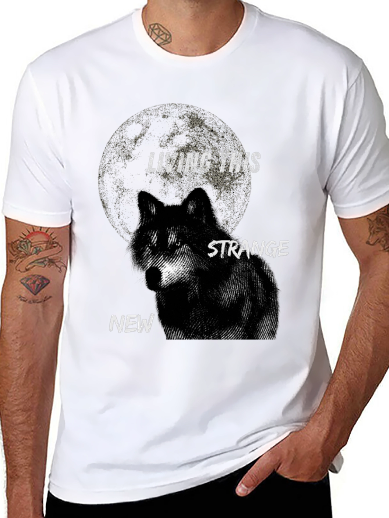 Living This Strange New Wolf Moon Graphic T-Shirt